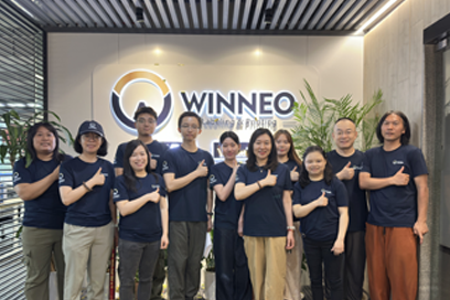 WINNEO 새 로고 벽 제막식